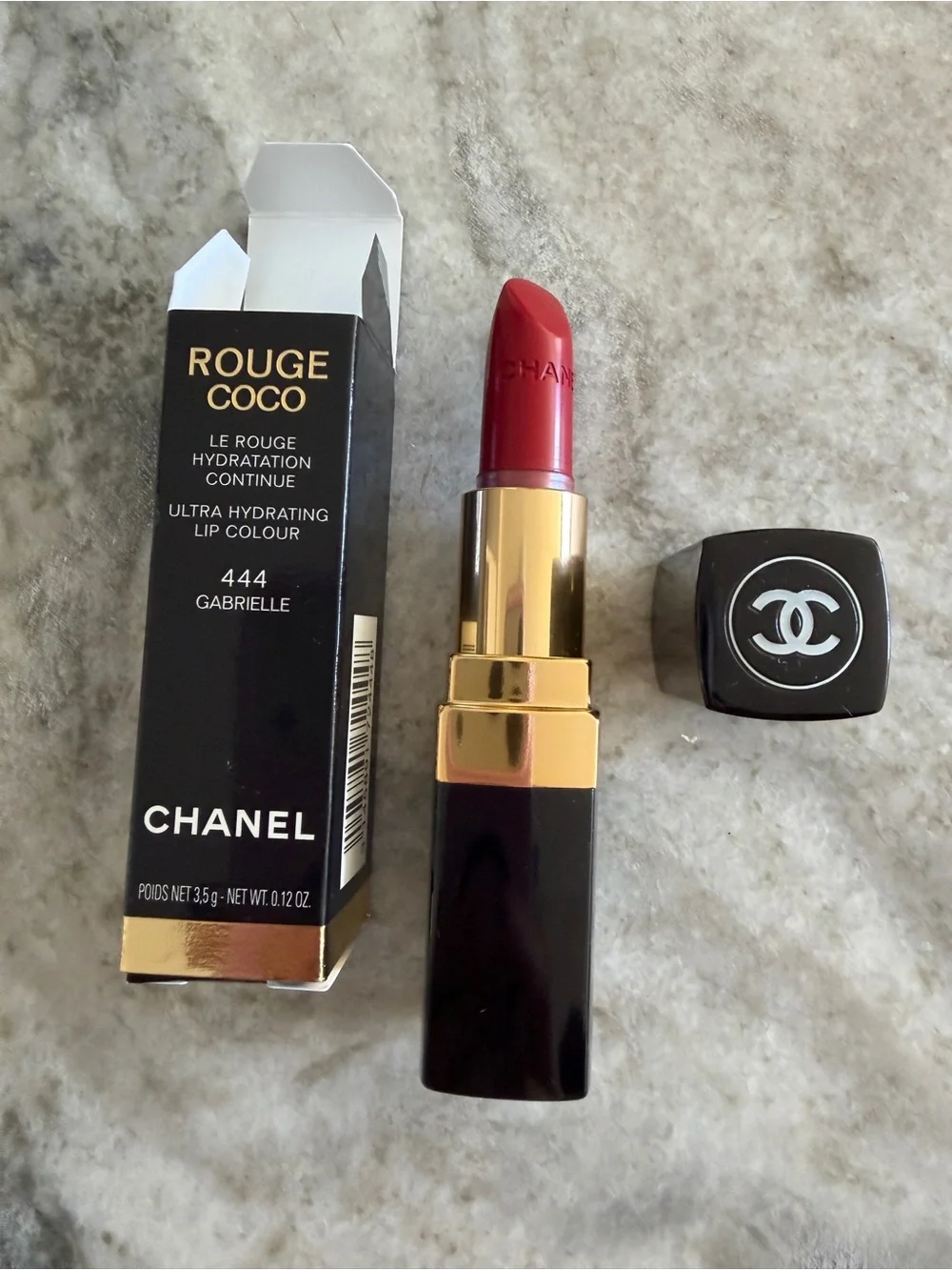 NEW CHANEL Rouge Coco Ultra Hydrating Lip Colour 444 Gabrielle - red